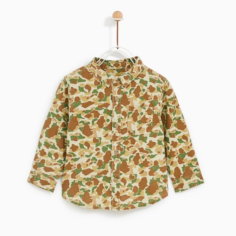 ZaraBaby 👔 Camouflage Shirt with Slogan